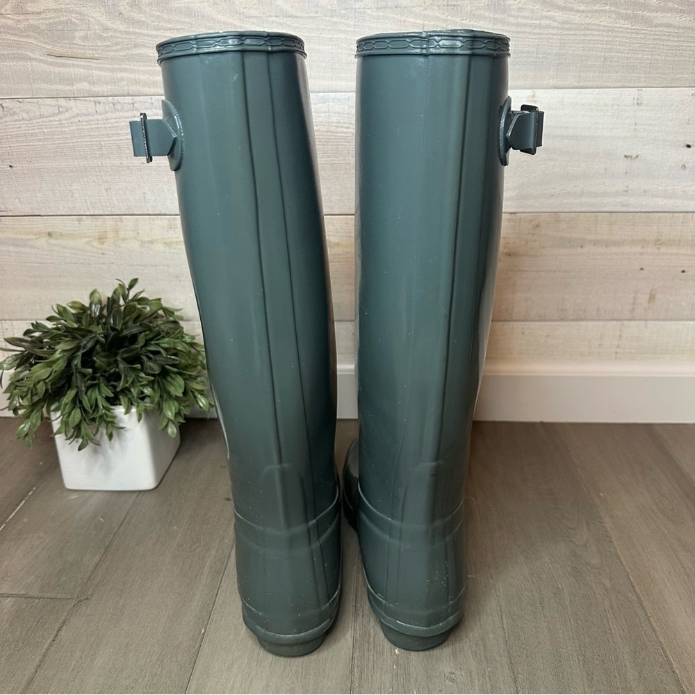 Hunter Original Tall Gloss Rain Boots Grey Women’s 8 (run large) - Picture 7 of 9